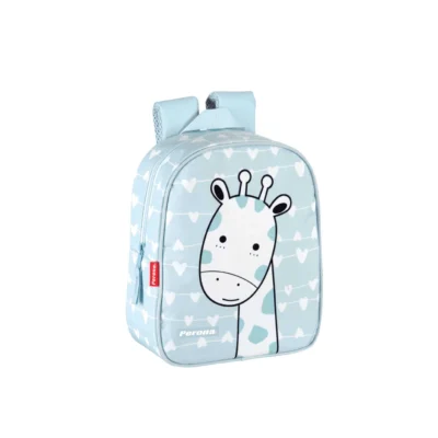 MOCHILA GUARDERÍA  JIRAFA AZUL CLARO PERONA.